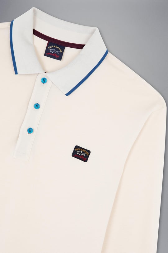 Paul Shark Paul Shark Erkek Marka Logolu Uzun Kollu Rahat Krem Polo Yaka T-Shirt 13311755-490