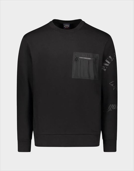 Paul Shark Paul Shark Erkek Marka Logo Detaylı Regular Fit Uzun Kollu Siyah Sweatshirt 12311821-011
