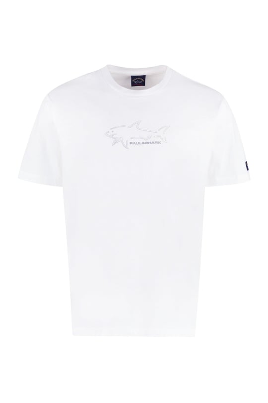 Paul Shark Paul Shark Erkek Marka Logo Detaylı Regular Fit Kısa Kollu Beyaz T-Shirt 23411198A-010