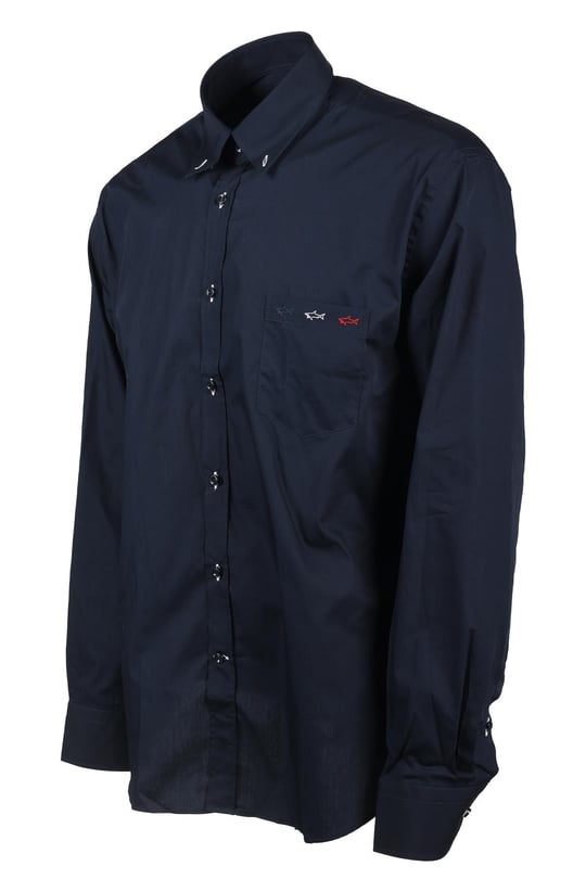 Paul Shark Paul Shark Erkek Marka Logo Detaylı Regular Fit Uzun Kollu Lacivert Gömlek I20P3161-050