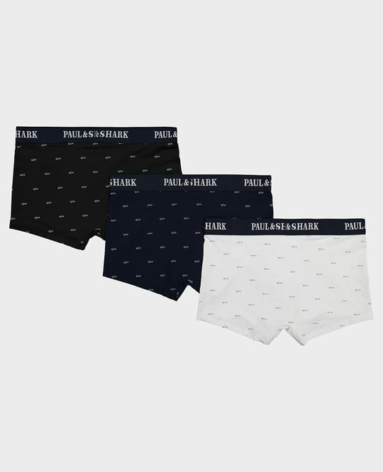 Paul Shark Paul Shark Erkek Marka Logo Detaylı 3'lü Basic Siyah Boxer 11315103-999