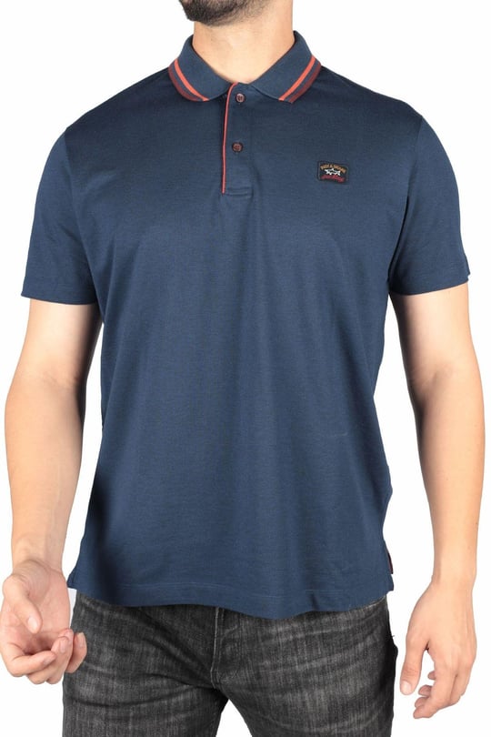 Paul Shark Paul Shark Erkek Marka Logo Detaylı Regular Fit Kısa Kollu Mavi Büyük Beden Polo Yaka T-Shirt A20P1773A-433
