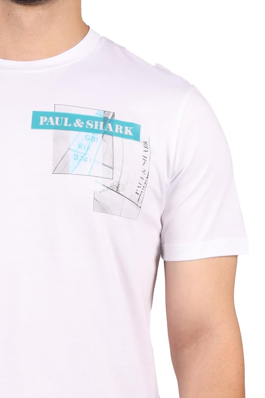 Paul Shark Paul Shark Erkek Marka Logo Detaylı Regular Fit Kısa Kollu Beyaz T-Shirt 23411092-010