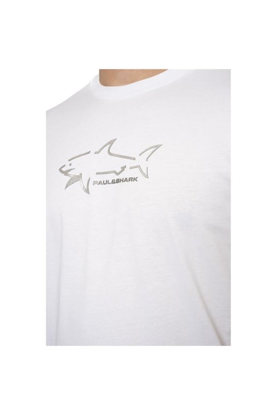 Paul Shark Paul Shark Erkek Marka Logo Detaylı Regular Fit Kısa Kollu Beyaz T-Shirt 23411198-010