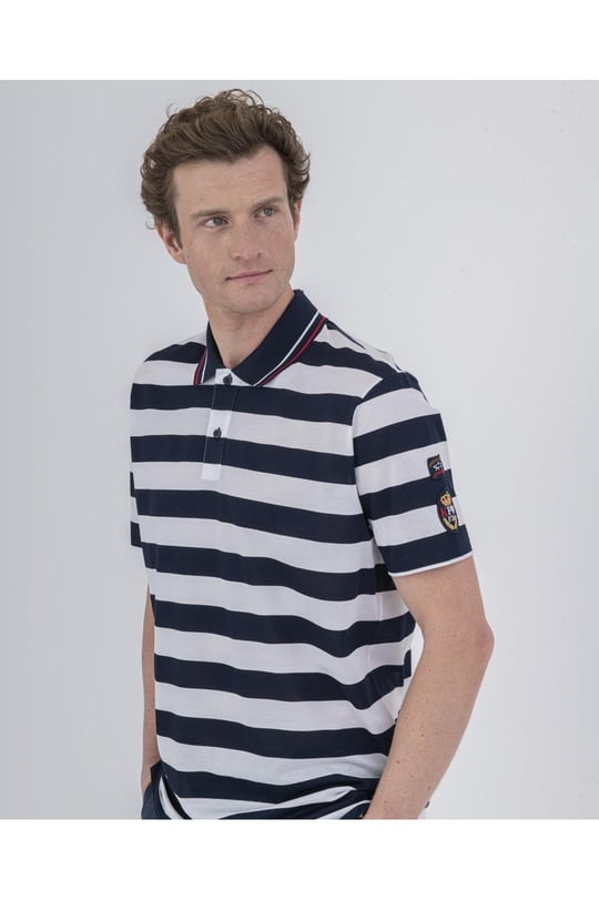 Paul Shark Paul Shark Erkek Marka Logolu Organik Pamuklu Kısa Kollu Beyaz Polo Yaka T-Shirt 22411331-417