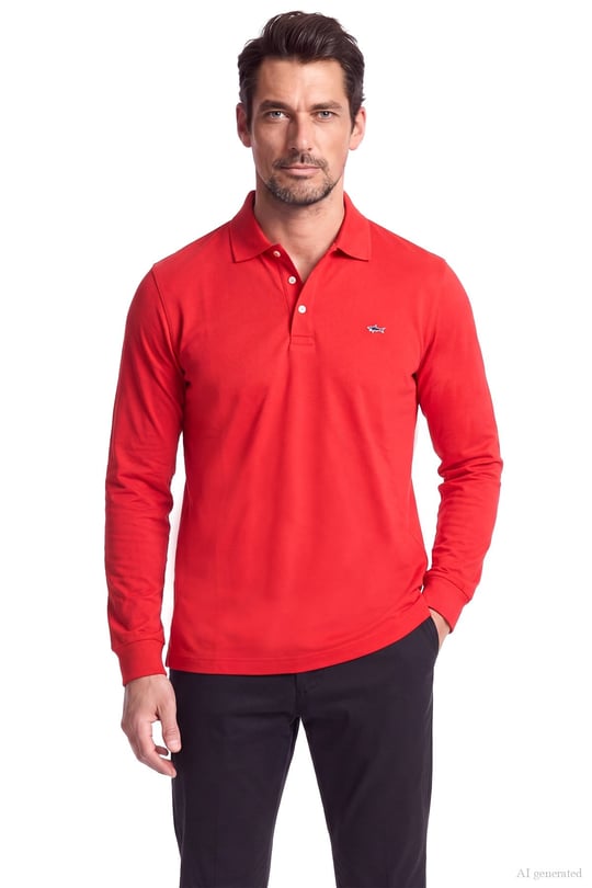 Paul Shark Paul Shark Erkek Normal Kalıp Pamuklu Pike Kumaşlı Logo Nakışlı Kısa Kollu Kırmızı Polo Yaka T-Shirt 99311003-577