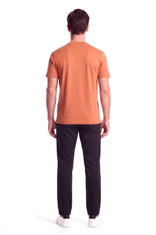 Paul Shark Paul Shark Erkek Normal Kalıp Metalik Logo Detaylı Yuvarlak Yakalı Kısa Kollu Turuncu T-Shirt 15311602SM-673