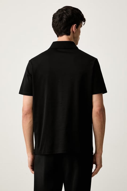 Paul Shark Paul Shark Erkek Normal Kalıp Logo Etiketli Esnek Pamuklu Kısa Kollu Siyah Polo Yaka T-Shirt 16311719A-11D