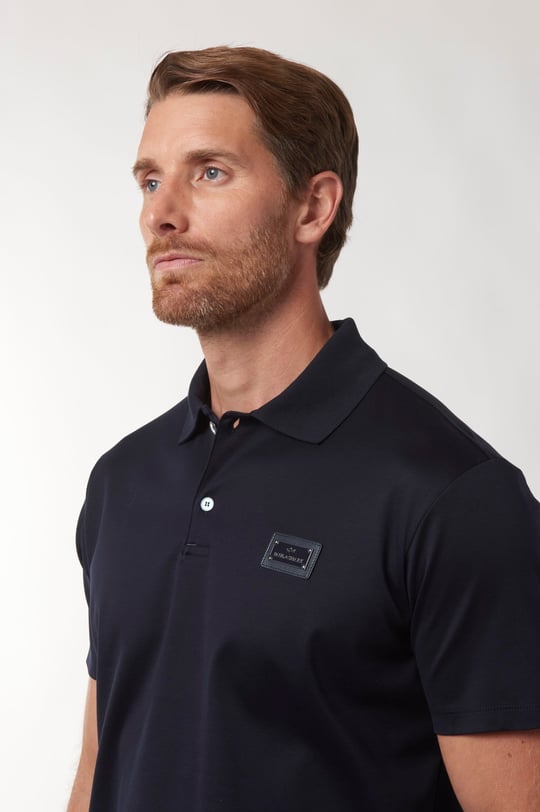Paul Shark Paul Shark Erkek Normal Kalıp Logo Etiketli Esnek Pamuklu Kısa Kollu Lacivert Polo Yaka T-Shirt 16311719A-50D