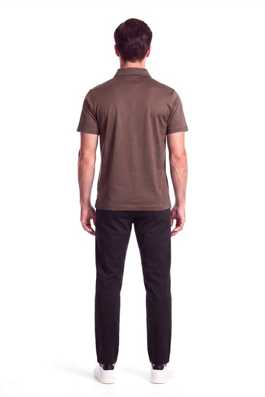 Paul Shark Paul Shark Erkek Normal Kalıp Logo Etiketli Esnek Pamuklu Kısa Kollu Kahverengi Polo Yaka T-Shirt 16311719-36D