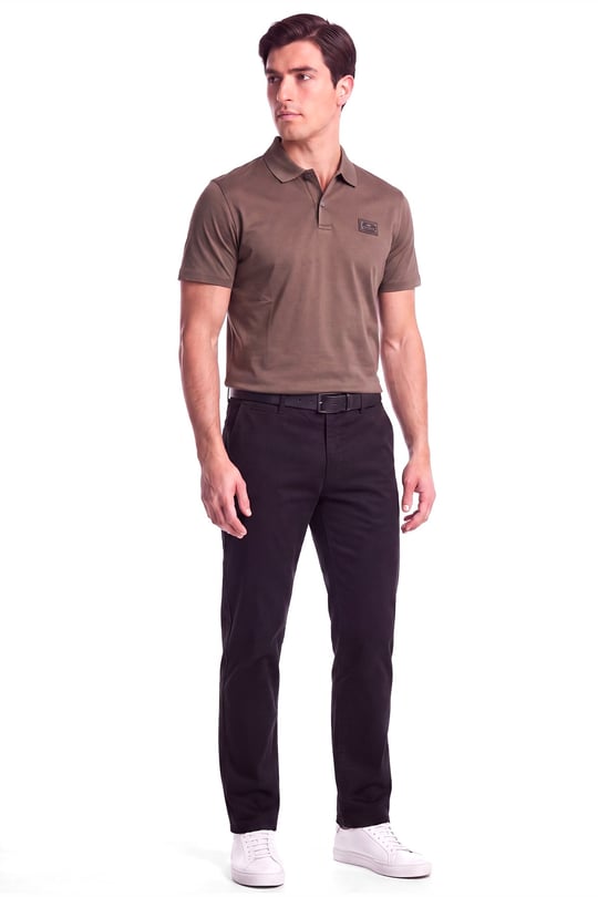 Paul Shark Paul Shark Erkek Normal Kalıp Logo Etiketli Esnek Pamuklu Kısa Kollu Kahverengi Polo Yaka T-Shirt 16311719-36D