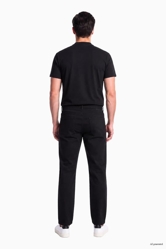 Paul Shark Paul Shark Erkek Normal Kalıp Pamuklu Düz Paça Esnek Denim Siyah Jeans 16314174-011