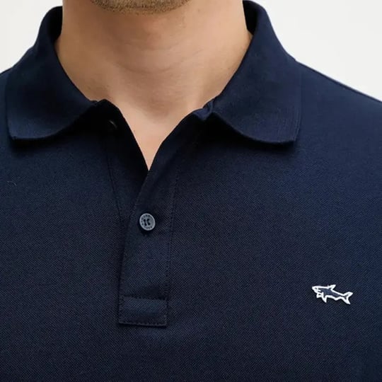 Paul Shark Paul Shark Erkek Normal Kalıp Pamuklu Pike Kumaşlı Logo Nakışlı Kısa Kollu Mavi Polo Yaka T-Shirt 99311003-013