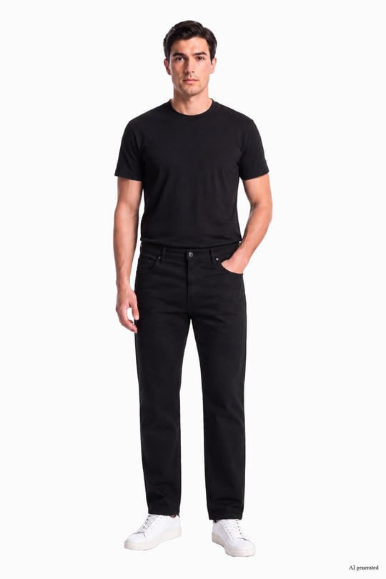 Paul Shark Paul Shark Erkek Normal Kalıp Pamuklu Düz Paça Esnek Denim Siyah Jeans 16314174-011