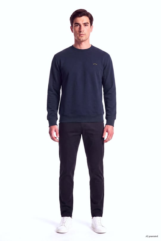 Paul Shark Paul Shark Erkek Normal Kesim Logo Detaylı Yuvarlak Yakalı Pamuklu Uzun Kollu Lacivert Sweatshirt 16311828-050