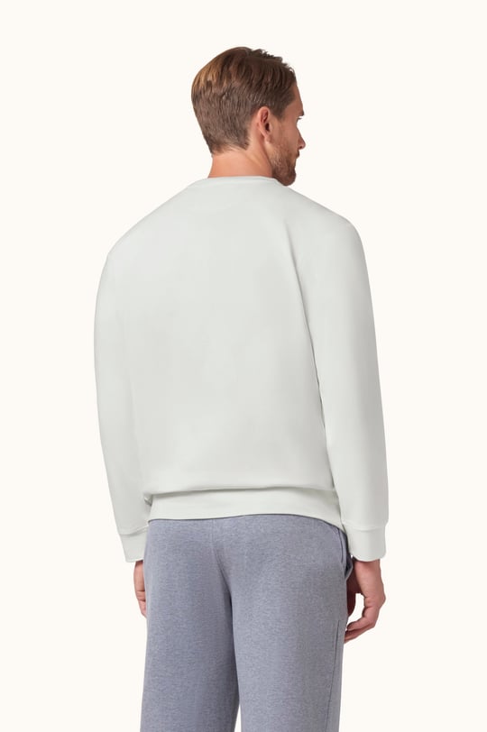 Paul Shark Paul Shark Erkek Normal Kesim Logo Detaylı Yuvarlak Yakalı Pamuklu Uzun Kollu Beyaz Sweatshirt 16311828-965