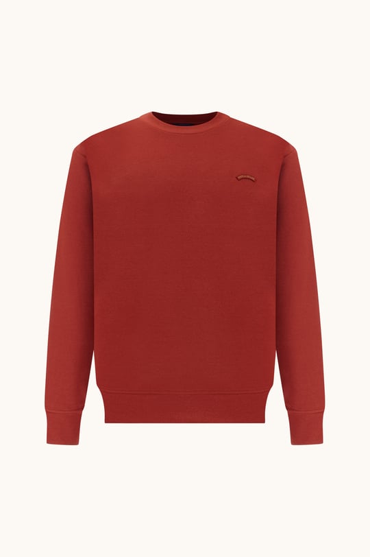 Paul Shark Paul Shark Erkek Normal Kesim Logo Detaylı Yuvarlak Yakalı Pamuklu Uzun Kollu Kırmızı Sweatshirt 16311828-636