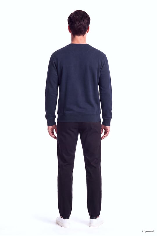 Paul Shark Paul Shark Erkek Normal Kesim Logo Detaylı Yuvarlak Yakalı Pamuklu Uzun Kollu Lacivert Sweatshirt 16311828-050
