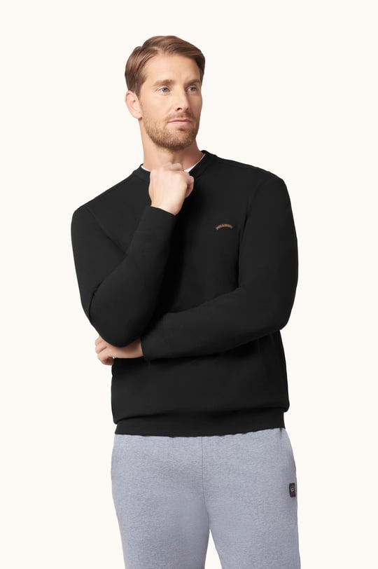 Paul Shark Paul Shark Erkek Normal Kesim Logo Detaylı Yuvarlak Yakalı Pamuklu Uzun Kollu Siyah Sweatshirt 16311828A-011