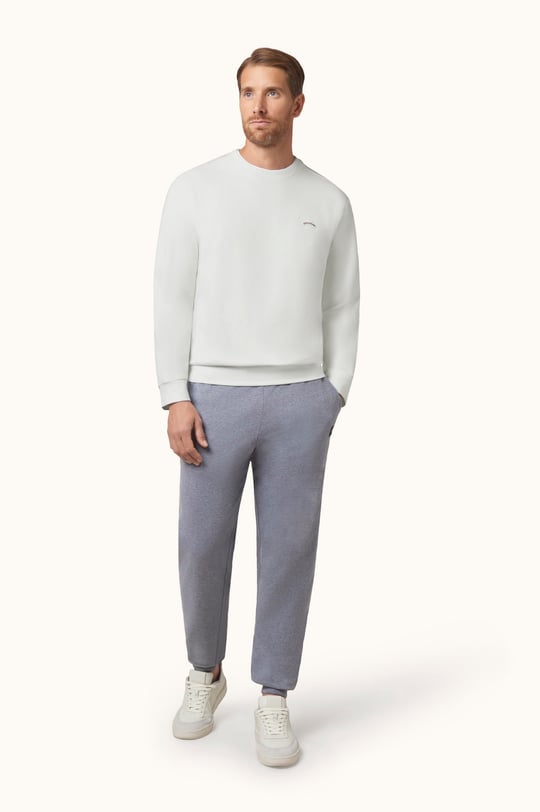 Paul Shark Paul Shark Erkek Normal Kesim Logo Detaylı Yuvarlak Yakalı Pamuklu Uzun Kollu Beyaz Sweatshirt 16311828-965