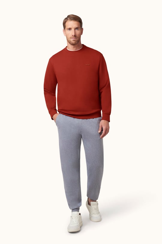 Paul Shark Paul Shark Erkek Normal Kesim Logo Detaylı Yuvarlak Yakalı Pamuklu Uzun Kollu Kırmızı Sweatshirt 16311828-636