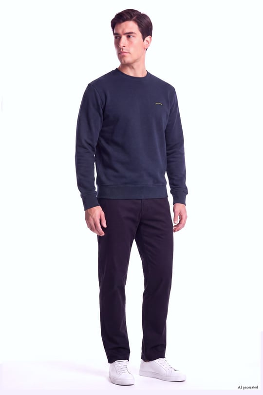 Paul Shark Paul Shark Erkek Normal Kesim Logo Detaylı Yuvarlak Yakalı Pamuklu Uzun Kollu Lacivert Sweatshirt 16311828-050