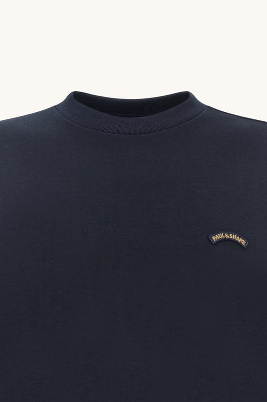 Paul Shark Paul Shark Erkek Normal Kesim Logo Detaylı Yuvarlak Yakalı Pamuklu Uzun Kollu Lacivert Sweatshirt 16311828-050