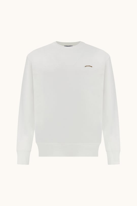 Paul Shark Paul Shark Erkek Normal Kesim Logo Detaylı Yuvarlak Yakalı Pamuklu Uzun Kollu Beyaz Sweatshirt 16311828-965
