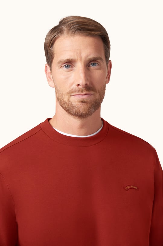 Paul Shark Paul Shark Erkek Normal Kesim Logo Detaylı Yuvarlak Yakalı Pamuklu Uzun Kollu Kırmızı Sweatshirt 16311828-636