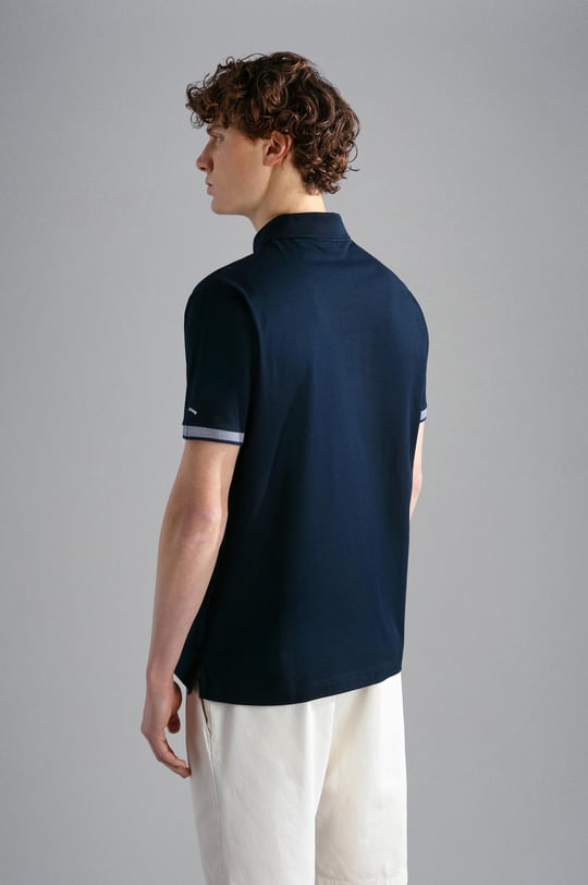 Paul Shark Paul Shark Erkek Pamuklu Polo Yakalı Düğme Kapamalı Kısa Kollu Mavi Polo Yaka T-Shirt 24411316-013