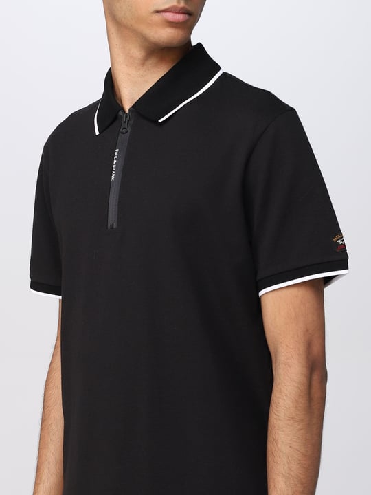 Paul Shark Paul Shark Erkek Pamuklu Polo Yakalı Rahat Kesim Günlük Kullanıma Uygun Siyah Polo Yaka T-Shirt 23411227-011