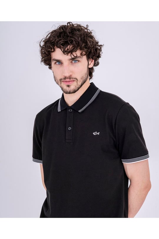 Paul Shark Paul Shark Erkek Pamuklu Polo Yakalı Rahat Kesim Günlük Kullanıma Uygun Siyah Polo Yaka T-Shirt 22411251A-011