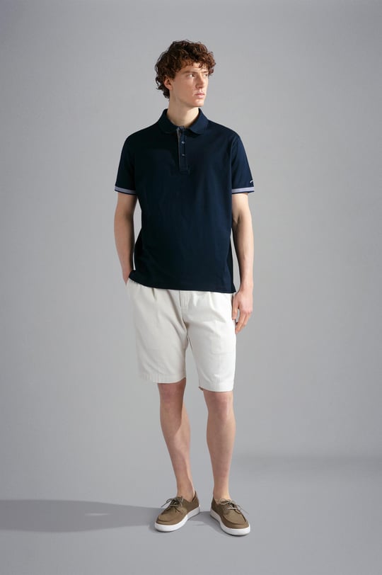 Paul Shark Paul Shark Erkek Pamuklu Polo Yakalı Düğme Kapamalı Kısa Kollu Mavi Polo Yaka T-Shirt 24411316-013