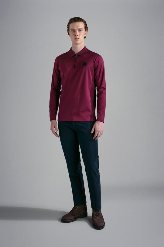 Paul Shark Paul Shark Erkek Pamuklu Polo Yaka Kısa Kollu Günlük Kullanım Bordo Polo Yaka T-Shirt 13311725A-411