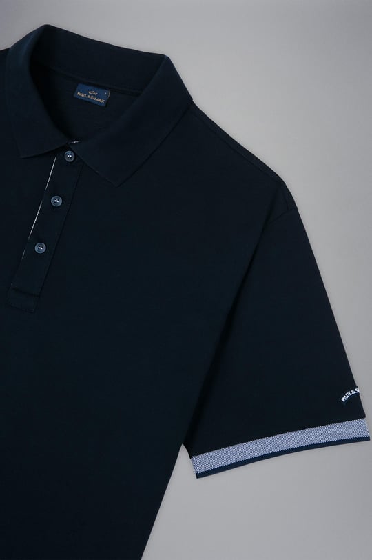 Paul Shark Paul Shark Erkek Pamuklu Polo Yakalı Düğme Kapamalı Kısa Kollu Mavi Polo Yaka T-Shirt 24411316-013