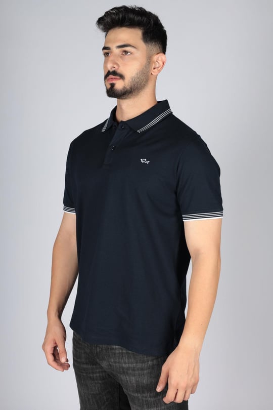 Paul Shark Paul Shark Erkek Pamuklu Polo Yakalı Rahat Kesim Günlük Kullanıma Uygun Lacivert Polo Yaka T-Shirt 22411251-013