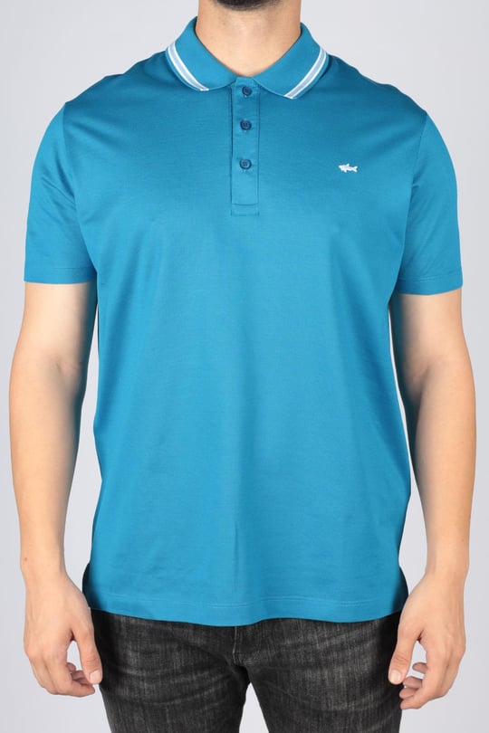 Paul Shark Paul Shark Erkek Pamuklu Polo Yakalı Rahat Kesim Günlük Kullanıma Uygun Mavi Polo Yaka T-Shirt 23411201-338