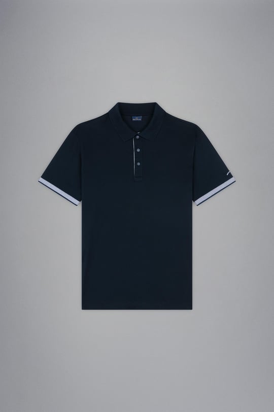Paul Shark Paul Shark Erkek Pamuklu Polo Yakalı Düğme Kapamalı Kısa Kollu Mavi Polo Yaka T-Shirt 24411316-013