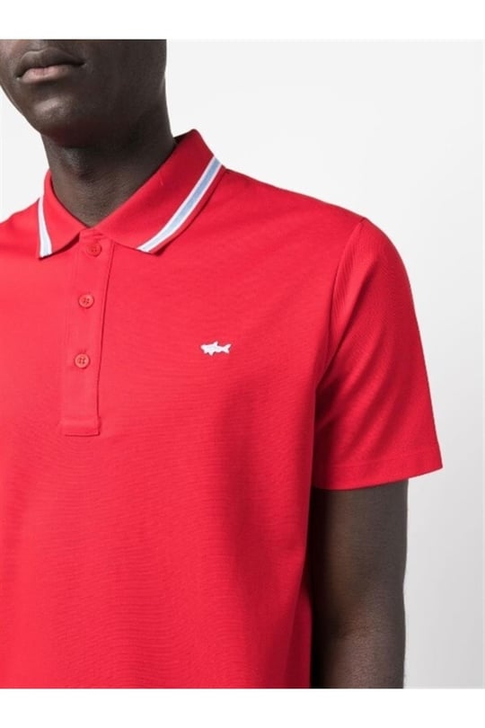 Paul Shark Paul Shark Erkek Pamuklu Polo Yakalı Rahat Kesim Günlük Kullanıma Uygun Kırmızı Polo Yaka T-Shirt 23411201-577