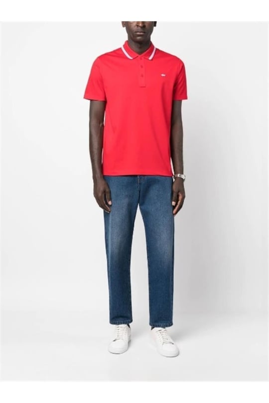Paul Shark Paul Shark Erkek Pamuklu Polo Yakalı Rahat Kesim Günlük Kullanıma Uygun Kırmızı Polo Yaka T-Shirt 23411201-577