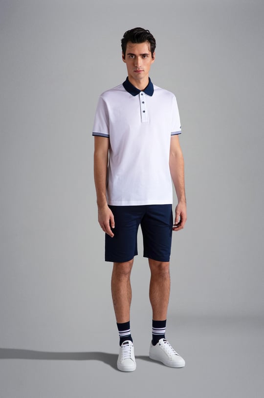 Paul Shark Paul Shark Erkek Pamuklu Polo Yakalı Düğme Kapamalı Kısa Kollu Beyaz Polo Yaka T-Shirt 24411316-010