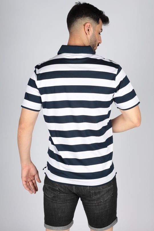 Paul Shark Paul Shark Erkek Pamuklu Regular Fit Çizgili Kısa Kollu Beyaz Polo Yaka T-Shirt 23411276-169