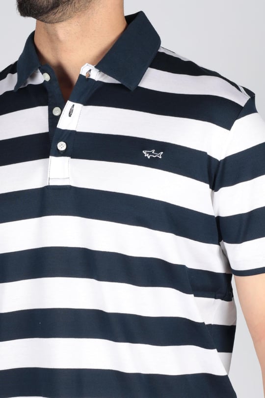 Paul Shark Paul Shark Erkek Pamuklu Regular Fit Çizgili Kısa Kollu Beyaz Polo Yaka T-Shirt 23411276-169