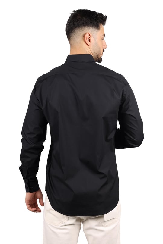 Paul Shark Paul Shark Erkek Pamuklu Regular Fit Düz Uzun Kol Siyah Gömlek 23413302J-011