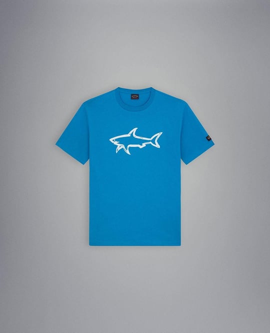 Paul Shark Paul Shark Erkek Pamuklu Regular Fit Yuvarlak Yaka Mavi T-Shirt 22411073-338