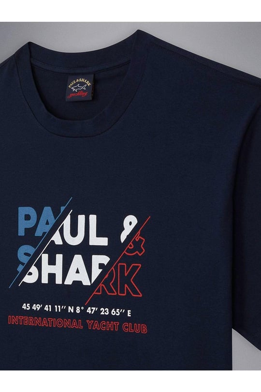 Paul Shark Paul Shark Erkek Pamuklu Regular Fit Düz Kısa Kollu Lacivert T-Shirt 23411036A-013