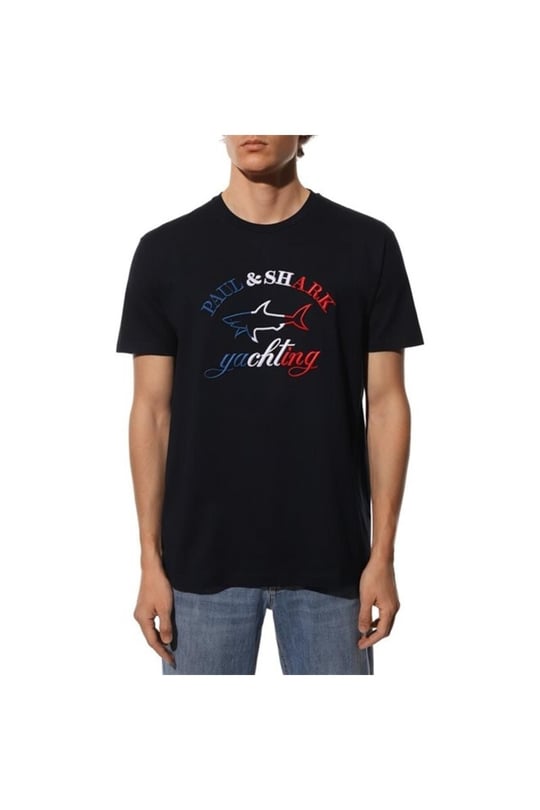 Paul Shark Paul Shark Erkek Pamuklu Regular Fit Düz Kısa Kollu Lacivert T-Shirt 23411071-013