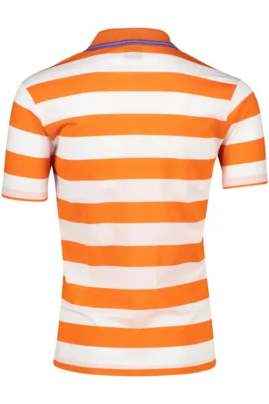 Paul Shark Paul Shark Erkek Pamuklu Regular Fit Çizgili Kısa Kollu Beyaz-Turuncu Polo Yaka T-Shirt 23411231A-146