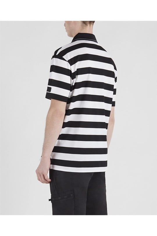 Paul Shark Paul Shark Erkek Pamuklu Regular Fit Çizgili Kısa Kollu Siyah-Beyaz Polo Yaka T-Shirt 21411347A-355