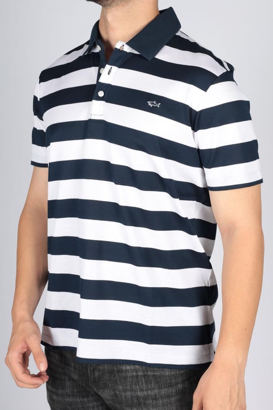 Paul Shark Paul Shark Erkek Pamuklu Regular Fit Çizgili Kısa Kollu Beyaz Polo Yaka T-Shirt 23411276-169